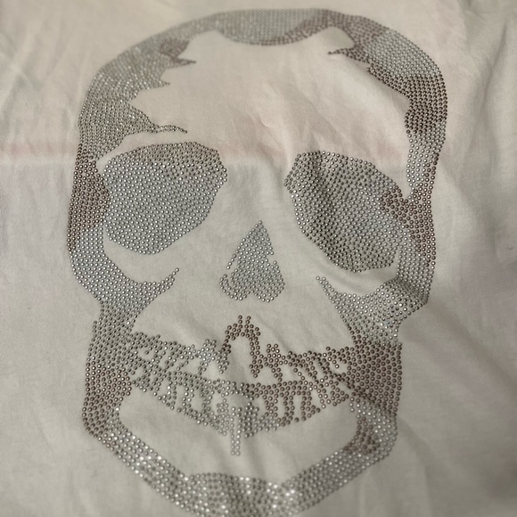 Zadig & Voltaire White Long Sleeve Embellished Skull Henley Sz S NWT - Picture 5 of 9
